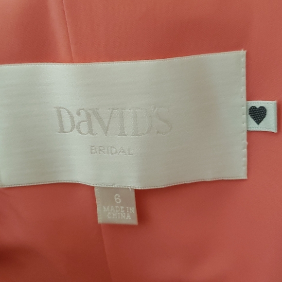 DAVID'S BRIDAL Coral Strapless Bridesmaid or Maid of Honour Dress Peach … - Picture 4 of 7